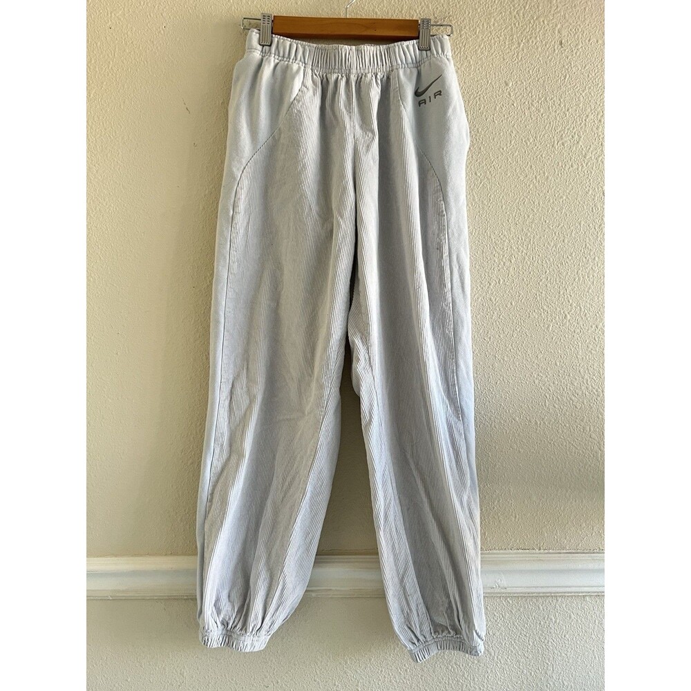 Nike Air High Waisted Corduroy Fleece Pants Women’s  S Platinum Y2K Retro Sporty